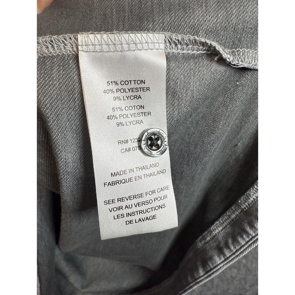 Travis Mathew Polo Shirt Mens Medium Gray Blue Striped Golf Stretch Preppy - Picture 6 of 9